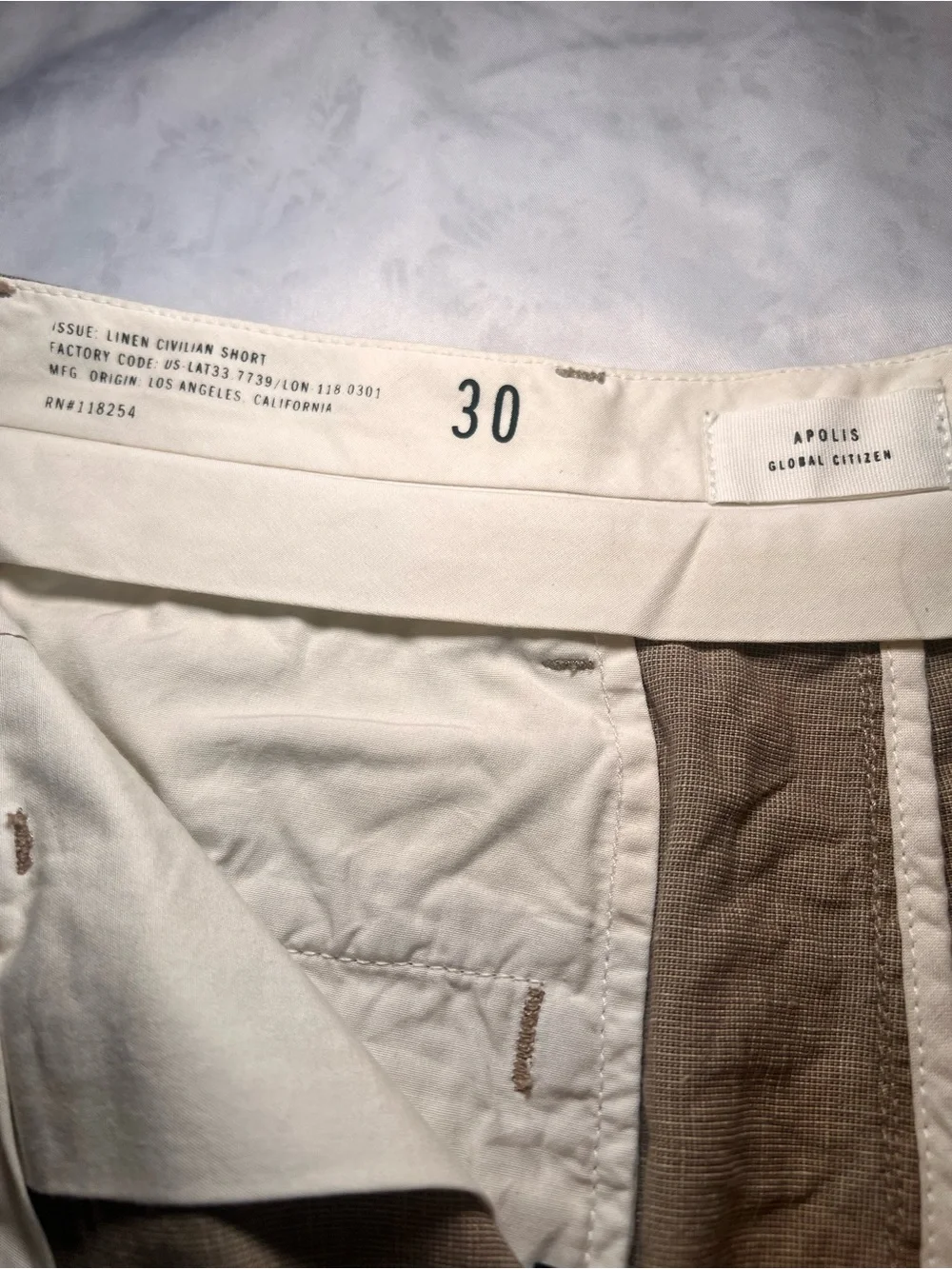 Apolis Men’s Linen Civilian Short,Linen Cotton Blend, Khaki Tan, Size 30
